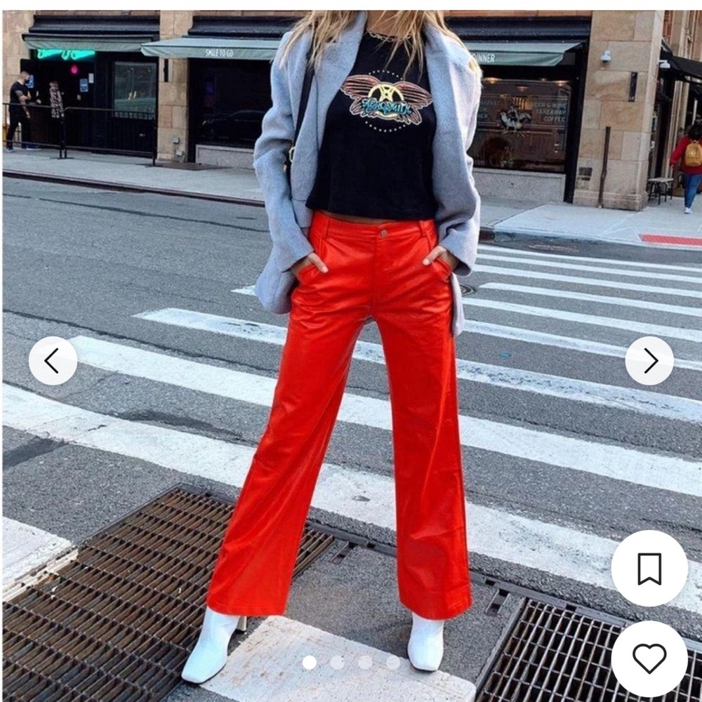 Princess Polly Red Wide Leg Faux Leather Pants